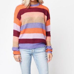 JOA Multi Colour Rainbow Stripe Knit Sweater